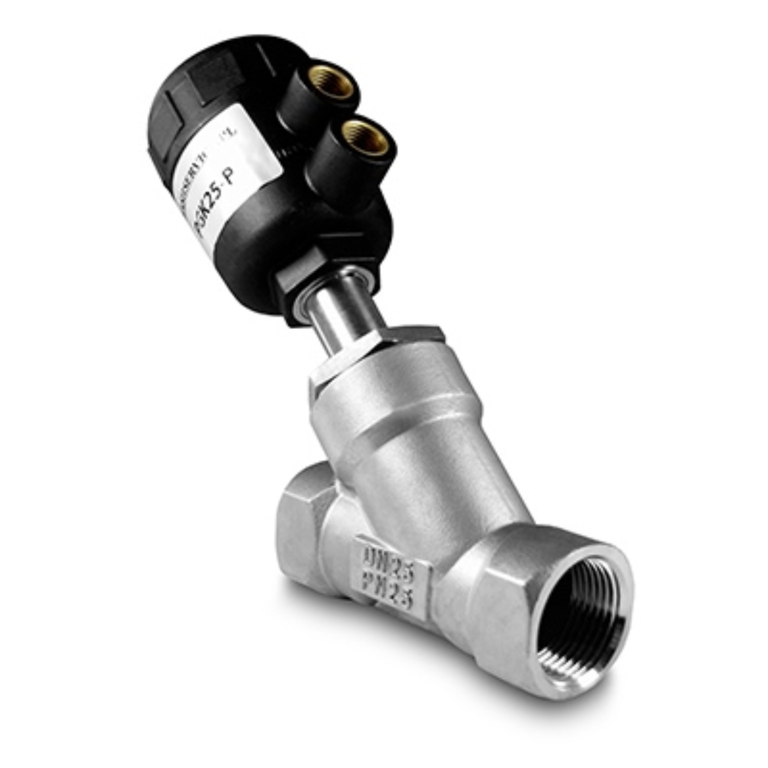 Pneumatic angle-seat valves